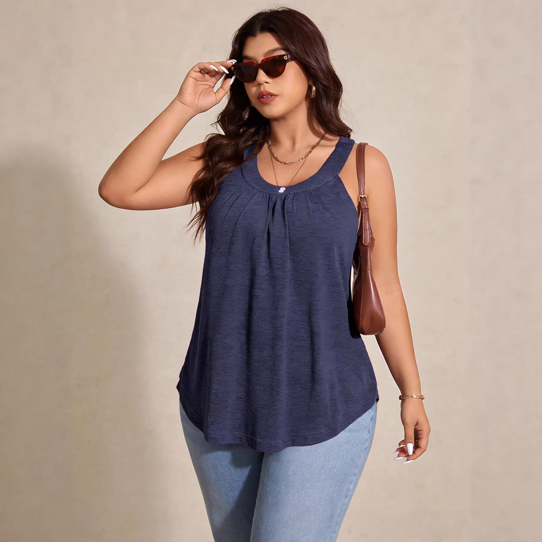 Damen lässiges Trägershirt mit raffinierter Raffung R&B