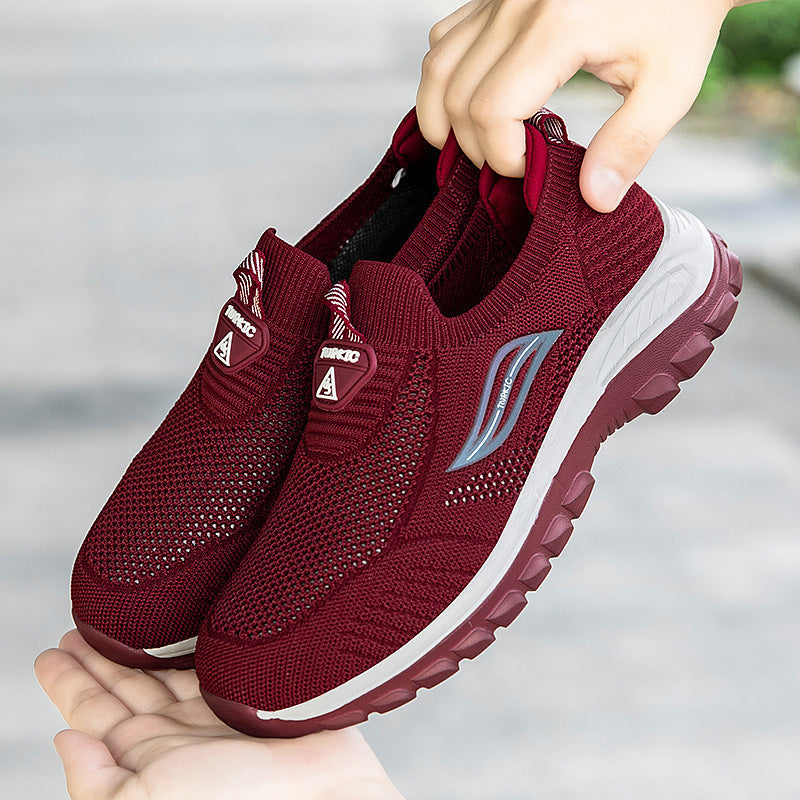 Damen Komfortable Slip-On Sneakers mit flexiblem Strickoberteil R&B