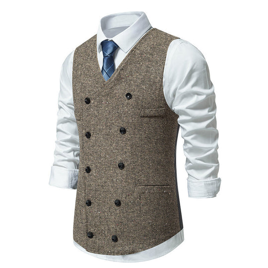 Herren elegante Anzugweste mit doppelt knöpfbarem Design und praktischen Taschen R&B