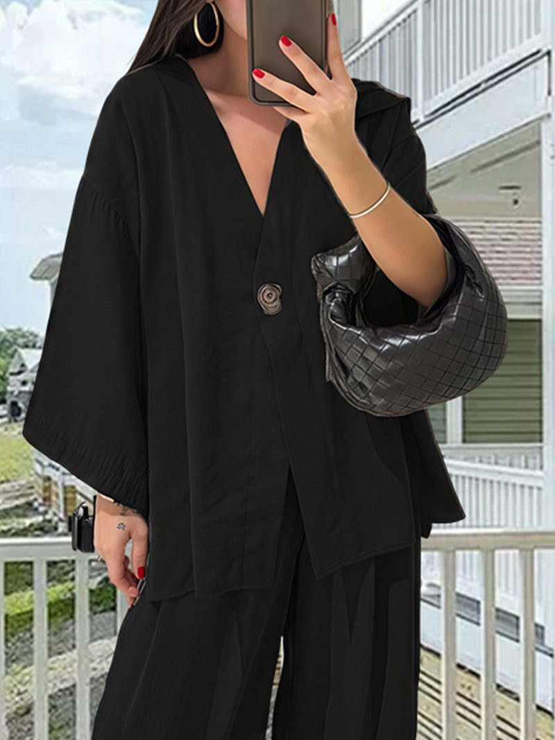 Damen Elegante Kimono-Jacke mit weiten Ärmeln und lockerer Passform R&B