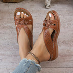 Damen Riemensandalen mit dekorativen Blumendetails und anatomischer Fußbettung R&B