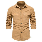 Herren nan feines Cord-Übershirt mit Brustpatten, durchgehender Knopfleiste und körpernaher Silhouette R&B