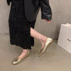 Damen Ballerinas mit funkelnder Metallic-Oberfläche und zartem Schleifendesign R&B