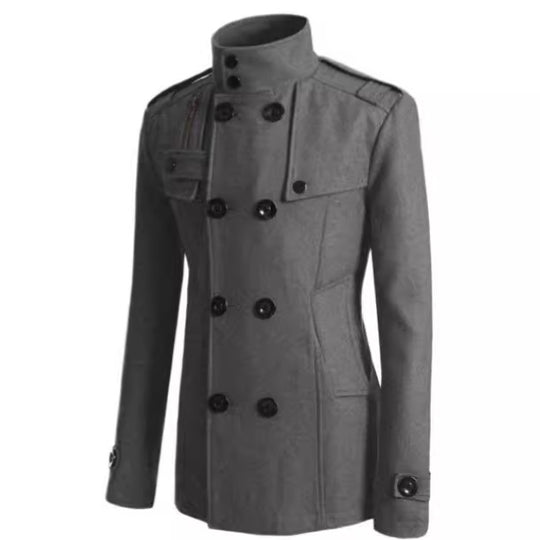 Herren modischer Doppelreihiger Mantel mit praktischen Taschen und elegantem Kragen R&B