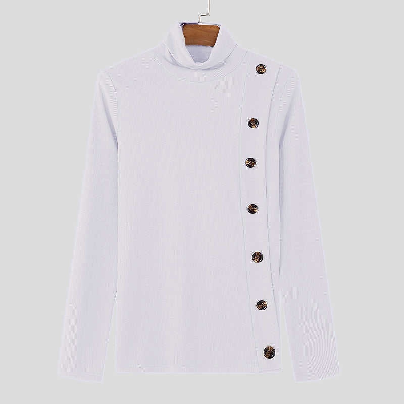Damen Langarm Rollkragenpullover mit Knopfdetails R&B
