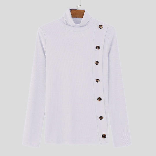 Damen Langarm Rollkragenpullover mit Knopfdetails R&B