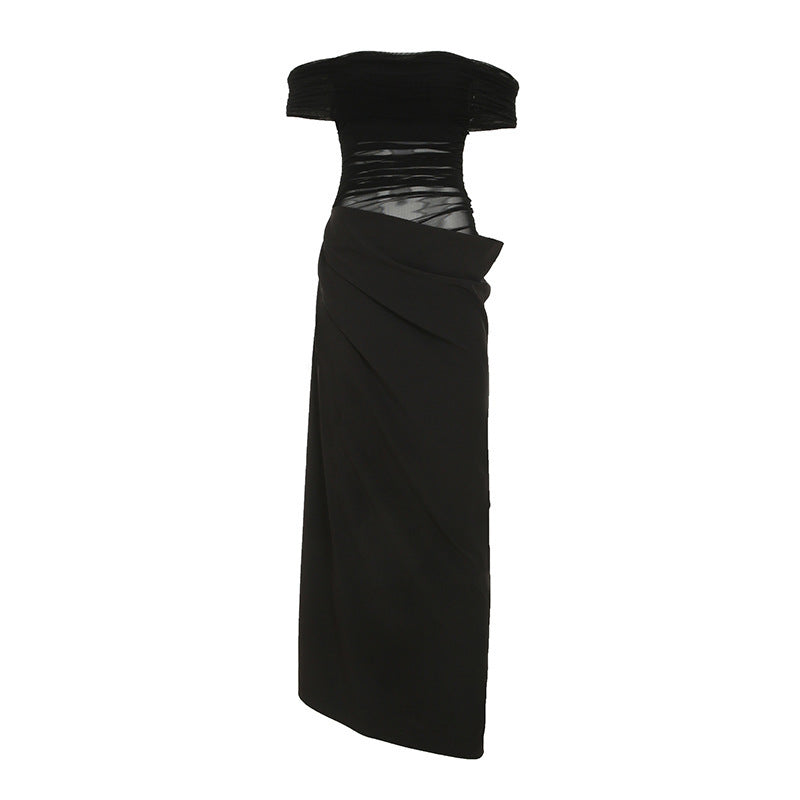 Damen elegantes Abendkleid mit schmalem Schnitt und transparenten Einsätzen R&B
