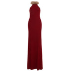 Damen Elegantes Maxikleid mit luxuriösem Kunstpelzkragen R&B