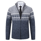 Herren Strickjacke mit Stehkragen und Norweger-Muster R&B