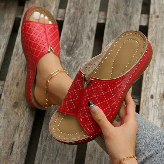 Damen Komfortable Clogs mit floralem Cut-Out-Design und rutschfester Sohle R&B