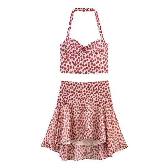 Damen Crop-Top im fruchtigen Design mit elegantem Wickelverschluss R&B