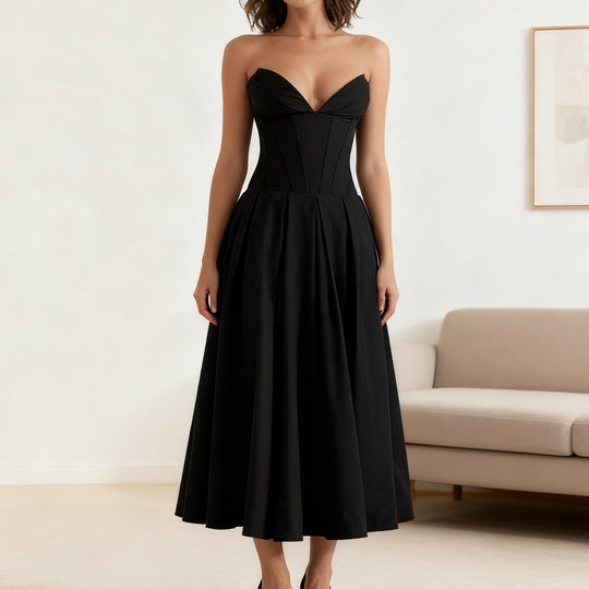Damen Elegant geschnittenes Korsettkleid mit schwingendem Rock R&B