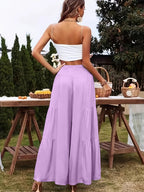 Damen Weite Sommerhose mit hohem Taillenbund und luftigen Falten R&B