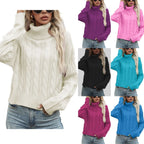 Damen Rollkragenpullover mit strukturiertem Zopfmuster und lässigem Schnitt