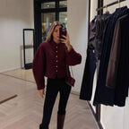 Damen kuschelige Wolljacke mit modischen Knopfdetails R&B