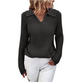 Damen Strickpullover mit strukturiertem Design und klassischem Kragen