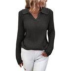 Damen Strickpullover mit strukturiertem Design und klassischem Kragen