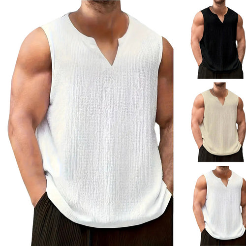 Herren Ärmelloses Freizeitshirt mit strukturiertem Design und V-Ausschnitt R&B