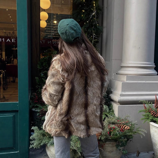 Damen luxuriöse Kunstfelljacke R&B
