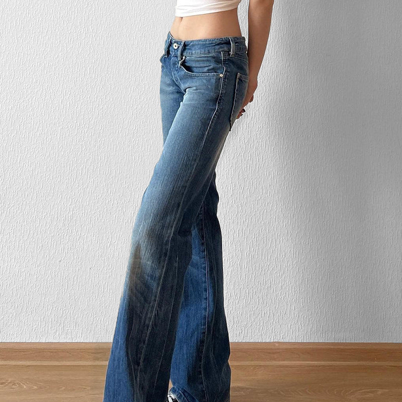 Damen Flared Jeans mit hohem Bund und distressed Design R&B