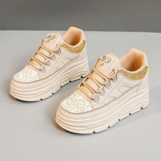 Damen Sportliche Plattform Sneakers mit Glitzer-Details und ergonomischer Dämpfung R&B