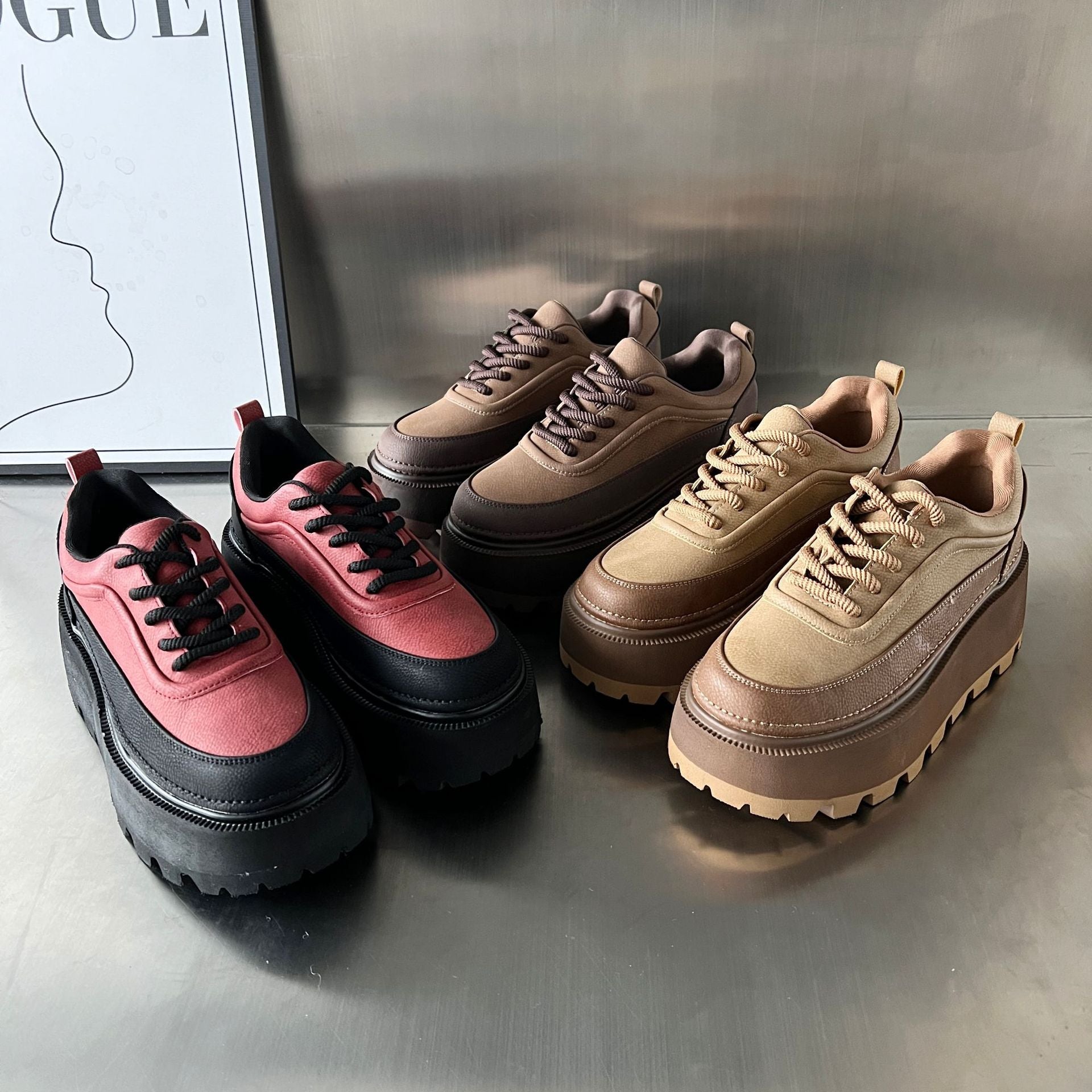 Damen Chunky Sneakers mit stablem Plateau und rutschfester Sohle R&B