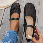 Damen elegante Ballerinas mit floralen Applikationen und rutschfester Sohle R&B