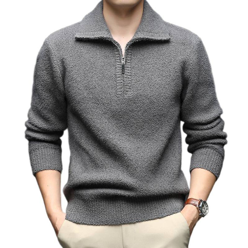 Herren Pullover mit hohem Kragen und Reißverschluss R&B