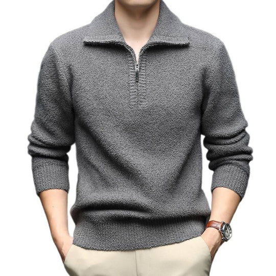 Herren Pullover mit hohem Kragen und Reißverschluss R&B
