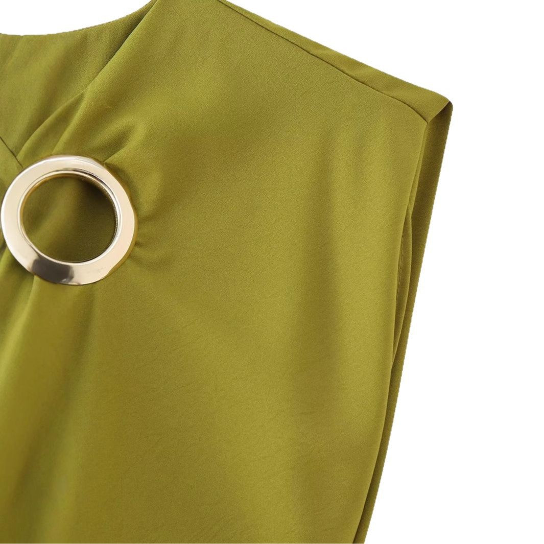 Damen elegantes Jersey-Kleid mit Detailrüsche und edlem Schmuckelement R&B
