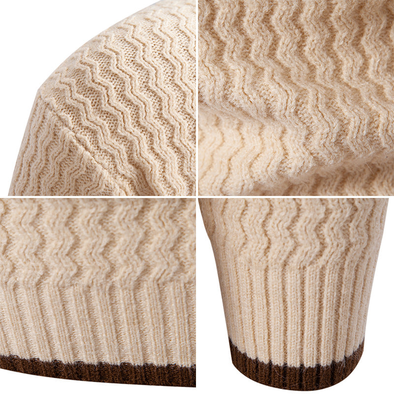 Herren Strickpullover mit hochabschließendem Kragen und strukturiertem Muster R&B