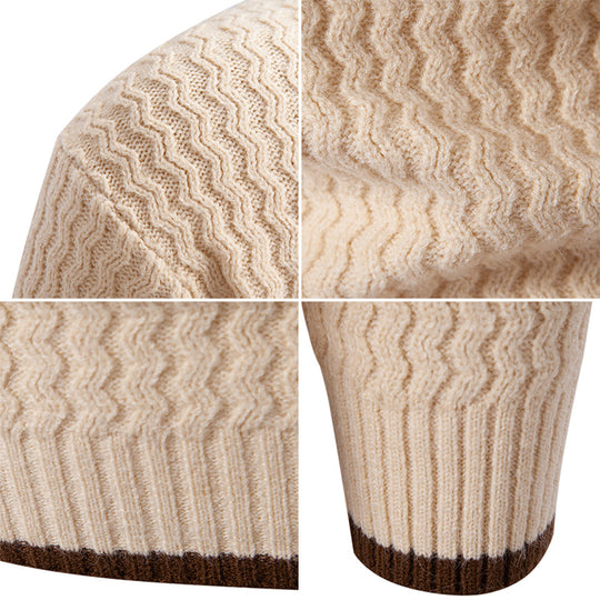 Herren Strickpullover mit hochabschließendem Kragen und strukturiertem Muster R&B