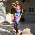 Damen Maxikleid mit floralem Muster und elegantem Schlitz EB