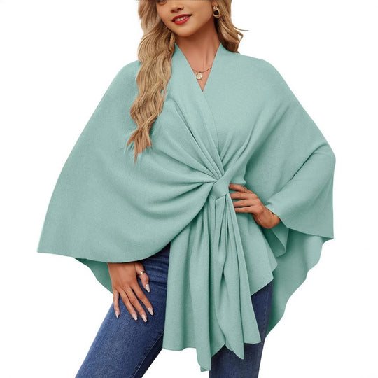 Damen Eleganter Wickelpullover mit asymmetrischem Schnitt R&B