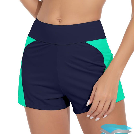 Damen Hochgeschnittene Sport-Badeshorts mit elastischem Bund R&B