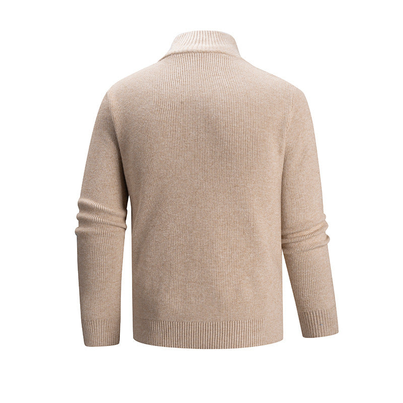Herren modischer Strickpullover mit halbem Reißverschluss und strukturiertem Muster R&B