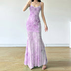 Damen Maxikleid mit fließendem Schnitt und romantischen Transparenzakzenten R&B