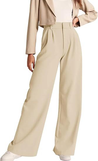 Damen weite High-Waist Hose mit Falten- und Bunddetails R&B