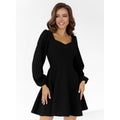 Damen Minikleid mit Puffärmel und Herz-Ausschnitt R&B