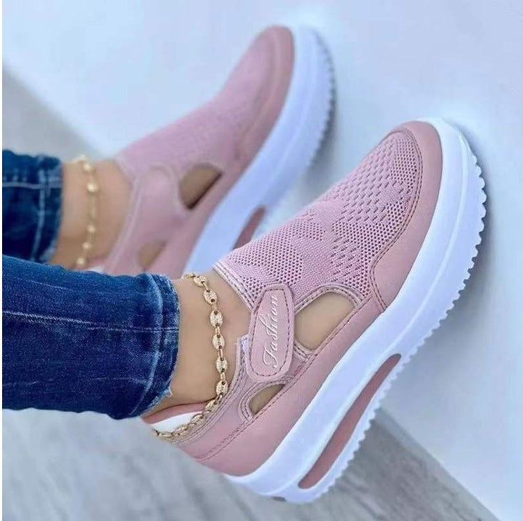 Damen modische Slip-On Sneaker mit atmungsaktiver Mesh-Oberfläche und flexiblem Sohlen-Design