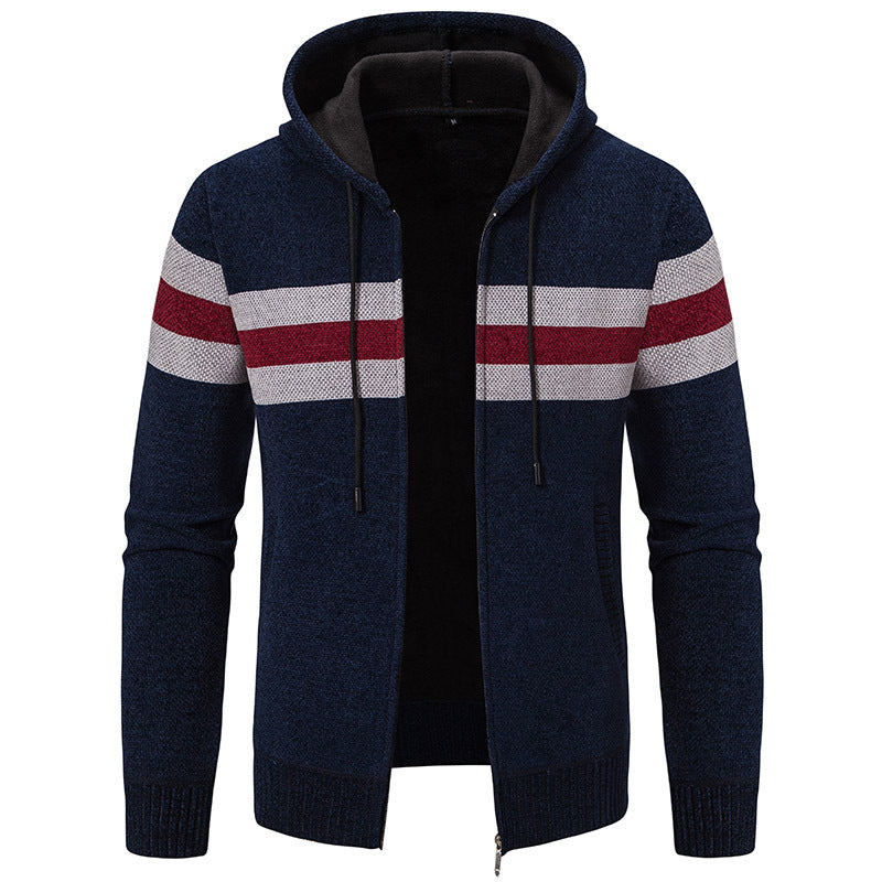 Herren modische Kapuzenjacke mit strukturiertem Design und elegantem Innenkragen