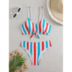 Damen Bikiniset mit eleganten Streifen und chicem Knoten R&B
