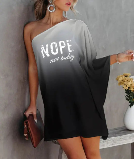 Damen asymmetrisches Mini-Kleid mit grafischem Aufdruck R&B