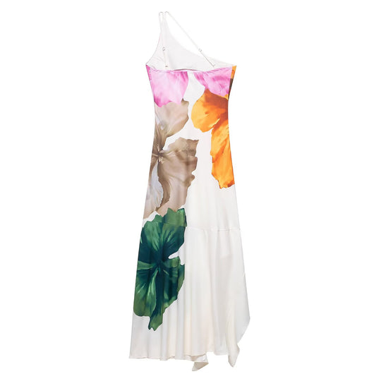Damen Maxikleid mit asymmetrischem Schnitt und floralem Design R&B