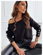 Damen Trendy Oversize Pullover mit Schulterdetails R&B