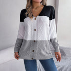 R&B | Farbblock Strickjacke mit Modischem Stil