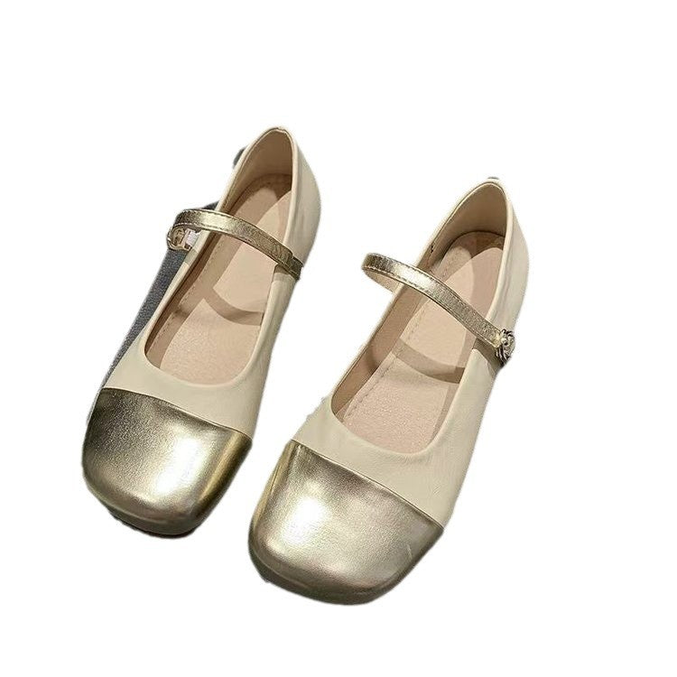 Damen Ballerinas mit elegantem Riemen und glänzender Zehenkappe R&B