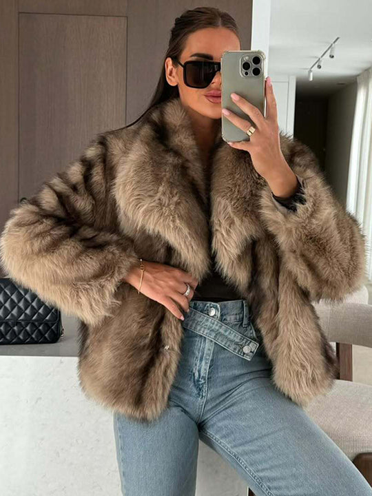 Damen elegante Kunstfelljacke R&B