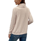 Damen Cowl-Neck Pullover mit strukturiertem Musterdetail und langem Arm R&B