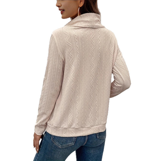 Damen Cowl-Neck Pullover mit strukturiertem Musterdetail und langem Arm R&B